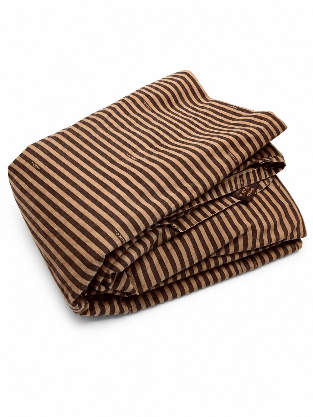 Vintage FENDI queen flat sheet logo Cotton Brown 0458 black stripe Designer